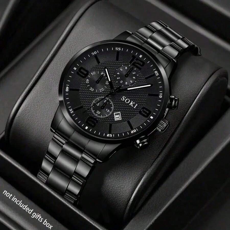1 pièce Montre d'homme avec fonction calendrier, style industriel décontracté, cadran rond à quartz, convient pour un port quotidien, cadeau d'anniversaire, fête, rassemblement, cadeau idéal pour soi ou ses amis. Boîte de montre non incluse.