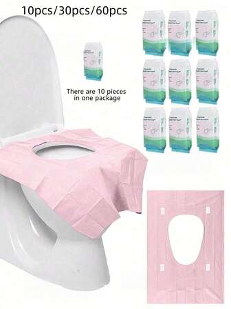 60pcs Disposable Toilet Seat Covers, Waterproof & Portable, Extra Length Paper Toilet Mat For Hotel, Public Places, Travel, Leisure Club And Home Use