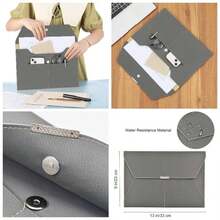 - Carpeta de archivos, organizador de documentos, impermeable, portafolios de piel con 3 bolsillos, sobres de archivo para papel tamao A4 con cierre magntico de botn a presin gris - Gris + 1 - Ver 1