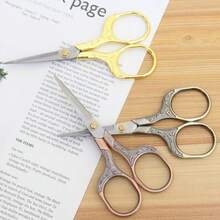 Retro Plum Blossom Scissors, Stainless Steel Household Scissors, Window Decorations, Embroidery, Paper-Cutting, Thread Cutting, Handmade Small Scissors - Gold + Silver + Rose Gold - View 4