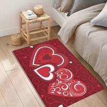 1 Peça Capacho de Presente do Dia dos Namorados com 3 Corações Vermelhos em Forma de Coração, Pequeno Tapete, Capacho de Boas-Vindas, Carpete, Tapete de Chão, Capacho Externo, Tapete de Cozinha, Decoração Doméstica, Capacho para Porta da Frente, Pequeno Tapete de Área, Tapete Externo, Decoração Doméstica, Tapete de Área, Carpete de Jardim, Tapete Felpudo Lavável, Tapete Grosso, Tapete Fofinho, Tapete de Outono/Inverno - Multicolorido - Visão 5