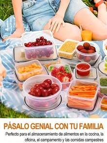 1pc Food Container, With Lid Food Plastic Pp Storage Container, Airtight Leak-Proof Easy Spring Lock And Plastic Container Set, Suitable For Picnic, Camping, Office And School, Kitchen Supplies, Refrigerator Storage And Cooling. - Multicolor - View 2