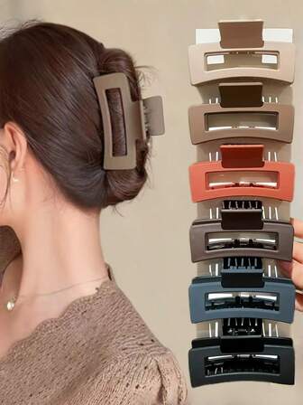 6Pcs Women's Model, Medium Square Hair Clip Hair Claw, Suitable For Daily Use, Recommended Gift Hair Accessories