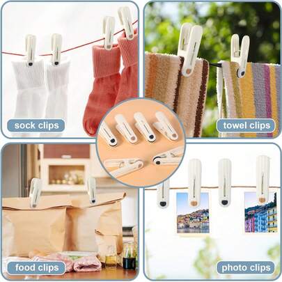 12/24pc Multi Functional Anti Slip Clothes Drying Clip - Heavy Duty Plastic Clip, Suitable For Laundry, Food Bags, And Home Organizing, Fashionable And Durable Clip