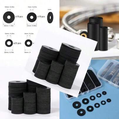 120Pcs Flat Rubber Washers Assortment Kit16/18/20/25/30mm Black Washer Vibration Absorbing Pads Sealing Rubber Washers For Faucets Garden Bolts Screws Hose Plumbing Shower Head 5 Sizes