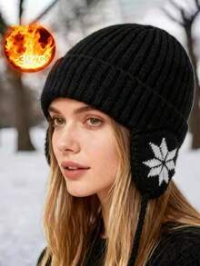 男女通用冬季保暖针织抓绒帽，防风保暖户外运动帽，纯色，适合寒冷天气；休闲、优雅、复古风格，适合旅行、工作、日常穿着、万圣节、冬季、秋季