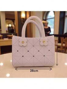 Women's EVA Perforated Bag 28*12*21 – For Beach, Market, Pool And 8 Decorative Buttons - 淡紫色 - 查看 3