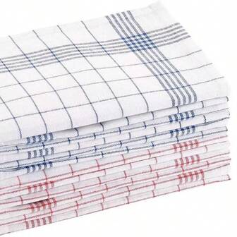 4/6条装高吸水性厨房毛巾 - 低掉毛涤纶混纺格子图案抹布，现代设计，用于擦干餐具、清洁和擦干双手，仅限手洗，家用和商用皆宜，现代厨房用具，低掉毛面料