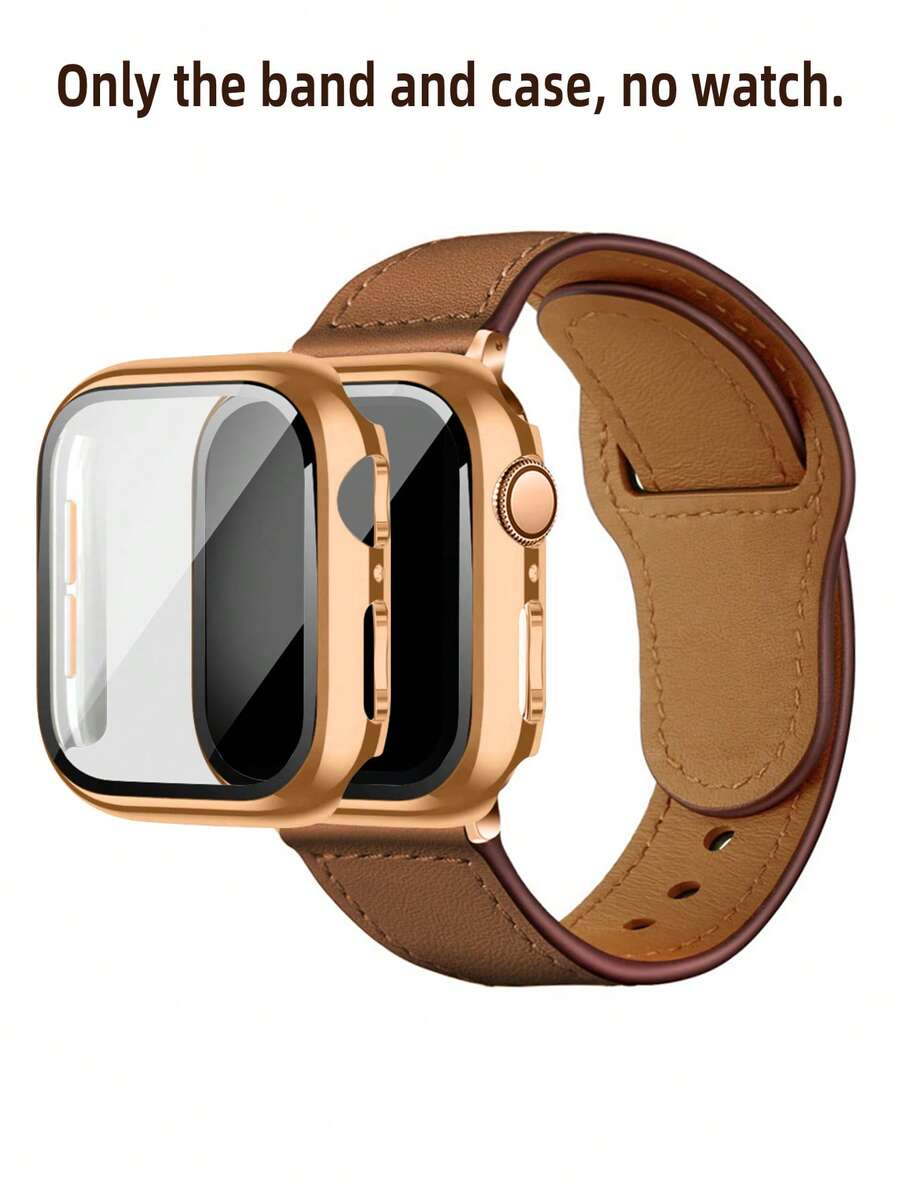 Huastonband 適用於 38mm 40mm 42mm 44mm 45mm 49mm 46mm 41mm 的相容錶帶與保護殼,PC 硬質材料搭配強化玻璃螢幕保護殼,相容於 S11/S10/S9/S8/S7/S6/S5/S4 Ultra 3/2/1 系列智慧手錶配件,復古風格男士腕帶,夏季女士配件,適合海灘派對、活動舞會、假期禮物、畢業季返校 - 棕色 - 查看 1