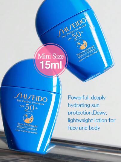 Shiseido THE PERFECT PROTECTOR | 15 ml Mini Reisegröße, SPF 50 PA++++, UV-Schutzschild & Nicht-fettende Formulierung