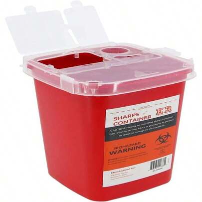 Ever Ready First Aid Sharps Container With Split Lid Design And Locking Mechanism For Sharp Waste Disposal, 1 Quart