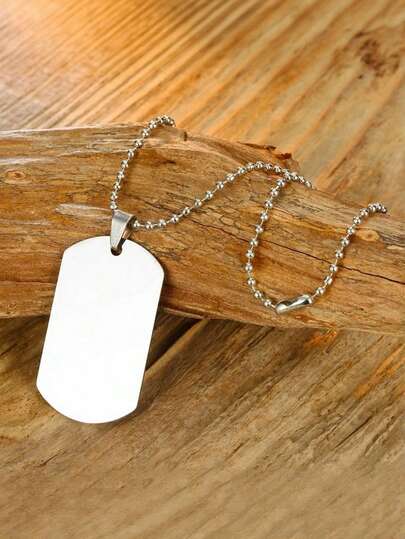 MONALLY 不锈钢军牌项链，空白不锈钢吊坠项链，男女通用，适合日常佩戴，完美礼物