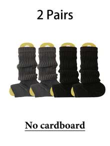 1 Pair Women's Japanese Style Layered Socks, Knitted Grey Tall Socks With Black Lace Trim, Slim Fit, Suitable For Spring/Autumn JK Uniform, Warm For Winter - Step On the Leg Cover - View 13