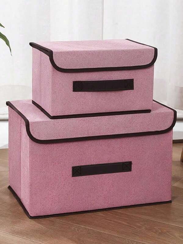 2pcs/1pc Foldable Bra, Underwear, Socks Storage Box, Fabric Organizer Box With Lid For Bedroom Closet, Dust-Proof