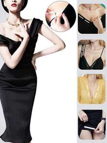 1/3 Roll Invisible Double-Sided Tape, 5m Anti-Flashing Breast Petals, Waterproof Anti-Slip Fixation Tape, Fashion Double-Sided Tape - Strong Body Adhesive, Suitable For Clothing, Body, Scarf, Beauty, Applicable To All Fabrics And Skin Types, Transparent Dress Bust Protector Sticker, Gift For Family, Friends And Colleagues, Essential For Ladies Dresses, Open Shoulder Tops, Low-Cut Necklines, Summer Cooling, Beach, Travel, Anti-Flashing - Multicolor - View 7