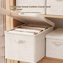 صندوقان لتخزين الملابس والبطانيات، صندوق تخزين قابل للطي مع غطاء، أداة تخزين البنطلونات، تخزين وتنظيم الخزانة المنزلية والسكن الجامعي - أرز - مشاهدة 3