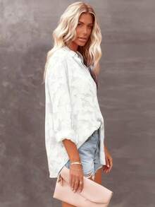 Women's Spring And Autumn Clothing, Elegant Long-Sleeved Collared Special Jacquard Women's Shirts, Business Casual Women's Tops, Elegant Shirts Suitable For Parties - White - View 2