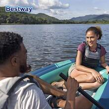 Bestway 61153 Double-Person Inflatable Float - Made Of Durable PVC Material, Comes In A Set, With Large Buoyancy And Stability, Suitable For Beach Fishing And Drifting. - Grey - View 5