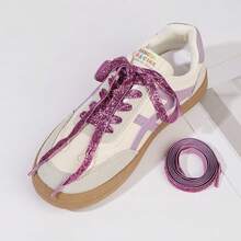 1双120厘米无弹力天鹅绒鞋带，适用于运动鞋、舞蹈鞋、帆布鞋；仅含鞋带，不含鞋子。 - 紫色 - 查看 6