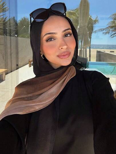 1pc Women Bohemian Style Watercolor Print Hijab/Scarf, Suitable For Outdoor & Daily Wear Veiled Clothes