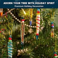 yJOYIN 12 Adornos Coloridos de carambano de Vidrio con linea de Vidrio para decoracion de arbol de Navidad arbol de Navidad de 3.5 a 3.7 Pulgadas para Colgar en 12 diseños Diferentes - Multicolor - Ver 3