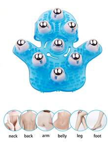 Herramienta de masaje con forma de palma y nueve cuentas con bolas rodantes, guantes masajeadores de mano para mujeres, guante de masaje corporal con bolas rodantes, adecuado para masaje de mano, cuello, espalda, hombros, glúteos y cara, alivio del dolor muscular, para uso en casa, gimnasio, spa y viajes, accesorio de gimnasio, equipo de entrenamiento