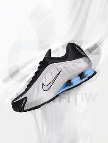 Nike Shox R4 Metallic Silver Black Psychic Blue– Men's Lifestyle Sneakers – Shoes For Man -Vintage-Spring & Summer-Inspired Running Shoes, Shock-Absorbing Comfort, Gym To Streetwear Casual Wear-Mother's Day Gifts-Father's Day Gift–HQ1988 004 - Metallic Silver/Black/Psychic Blue/Metallic Silve - 查看 1