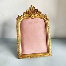 1pc Velvet Jewelry Organizer With Carved Resin Display Stand | Wall Hanging Earrings Necklace Storage, Baroque Hanging Jewelry Organizers - Multicolor - View 7