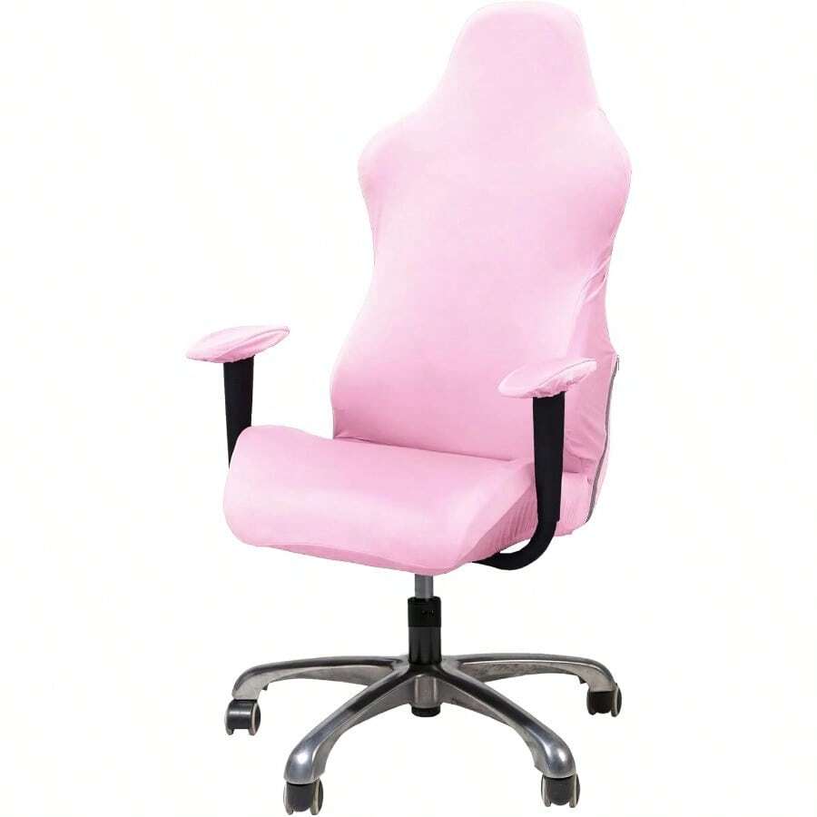XZGB Gaming Chair Slipcover Stretch Seat Chair Cover For Leather Computer Reclining Racing Ruffled Gamer Chair Protector Pink One-Size - 粉色 - 查看 1
