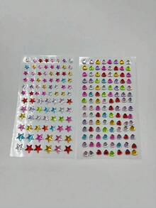1pc Colorful Multi-Specification Three-Dimensional Five-Pointed Star-Shaped Simulated Gemstone Face Diamond Stickers Diy Music Festival Y2k Masquerade Eye And Face Decoration Diamond Stickers - Nhiều màu - Xem 8