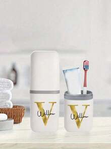 可定制名称家用便携式牙刷盒、漱口杯、学生旅行塑料牙刷杯餐具盒、铅笔盒、牙刷牙膏收纳盒、便捷防尘牙刷收纳盒、简约牙刷杯套装、浴室用品、旅行必备品、旅行收纳、牙刷牙膏收纳盒、便携式洗漱用品收纳盒、礼品、情人节礼物 - 彩色 - 查看 9