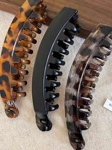 1pc/3pcs High Volume Hair Clips, Women's Large Banana Clip With Back Comb For Ponytails, Vertical Twist Barrette Hair Accessory Women Hair Accessories