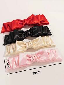 1 Pezzo Fermaglio per capelli con fiocco rosso, accessori per capelli da ragazza, fermaglio a molletta a tre strati per acconciatura a coda di cavallo, adatto per vestiti rossi da Capodanno, decorazione per feste e vita quotidiana - Rosso - Visualizzare 4