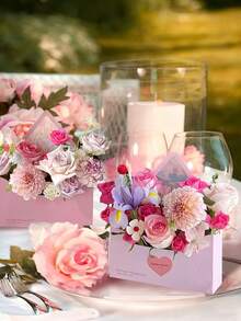 10/5pcs Foldable Flower Gift Boxes, Envelope Flower Boxes With White Pearl Chain, Envelope Shaped Floral Gift Boxes, Foldable Bouquet Envelope Boxes, Suitable For Wedding, Birthday, Valentine's Day Gifts, Applicable For Valentine's Day, Wedding, Mother's Day/Graduation/Teacher's Day - Multicolor - View 5