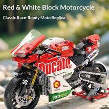 863片V4摩托车积木套装，科技系列超级摩托车模型，科技赛车，成人拼装玩具，生日/节日礼物