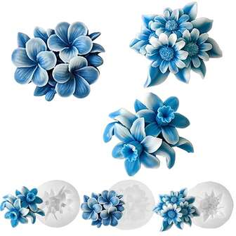 硅胶花朵模具，适用于香薰蜡烛、肥皂和粘土工艺品制作，蜡烛制作套装，环氧树脂浇注，聚合物粘土工艺品，情人节、生日、家居装饰、婚礼装饰礼品