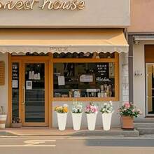 DMetal Vases For Flowers - 6 Pcs White Farmhouse Tall Flower Bucket With Handles Farmhouse Rustic French Tin Planter Buckets For Centerpieces Floral Display Wedding Garden Courtyard Table Decor - 白色 - 查看 7