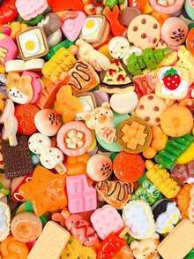 50pcs Mini Simulation Food Beverage Mixed Resin Food - Mini Kitchen Pretend Game Adult Mini Food Set (Random) - Multicolor - View 5