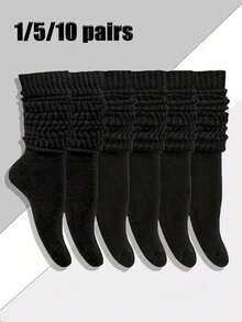 1/3/5 Paar Damen Schwarze Mode Bubble Plüsch Socken, Komfortabel, Atmungsaktiv, Klassisch, Europäischer Stil, Lässig Socken, Knöchelhoch, Passend zu verschiedenen Modemarken, Leinenschuhen, Sneakers - Schwarz - Übersicht 1