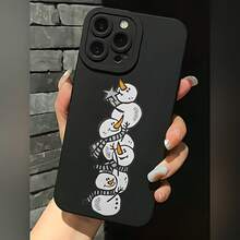 2026 nueva funda de teléfono mate, funda de teléfono con diseño de muñeco de nieve apilado con estrella y bufanda para iPhone 17 14 Pro Max 13 12 11 Xs Max Xr  Galaxy S23 S22 S21 Plus S20 Ultra S10 E Edge Note 20 10, funda de teléfono móvil, regalo para novio o novia, regalo de vacaciones - Blanco antiguo - Ver 3