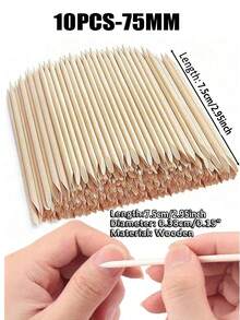 500支/350支/200支 75毫米木质角质层推棒，美甲设计绘画棒，卸甲油棒，橙木棒，美甲工具，指甲贴纸，打蜡，刮蜡，绘画 - 銅色 - 查看 14