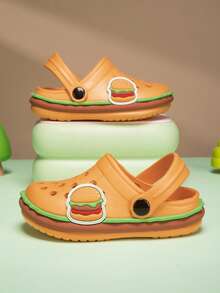 儿童海军蓝恐龙印花休闲时尚厚底防水防滑户外沙滩凉鞋，一脚蹬 - 彩色 - 查看 3