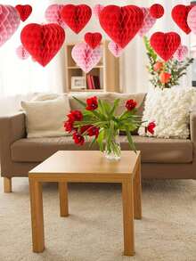 5 Packs Red Blush Pink Party Decoration Pom Pom, Heart & Ball Tissue Paper Honeycomb For Party Decor, Wedding, Engagement, Bridal Shower, New Year 2026(3 Sizes) - Baby Pink - View 4