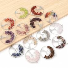 1pc Synthetic Crystal Multicolor Life Tree Pendant - Synthetic Crystal Beads Aura Talisman - White Ring - View 4