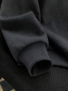 一件少女伦敦印花保暖内衬卫衣，温暖舒适，适合年轻学生秋冬穿着的长袖上衣 - 深灰色 - 查看 7