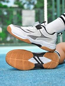 1 Pair Kids' Spring/Autumn Badminton Shoes, Lace-Up, Mesh Upper, Non-Slip Rubber Sole, Adjustable Rotary Buckle, Easy On/Off, Suitable For Daily Sports, Badminton Matches, Multi-Scenario Sports Shoes - Multicolor - View 9