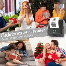 Mini impresora térmica, impresora de teléfono con calcomanía sin tinta con 10 rollos de papel, Bluetooth Print Pod Note Buddy, impresora portátil de bolsillo para fotos, diarios, bricolaje, compatible - 1 - Ver 6