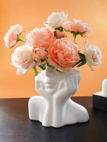 Vaso Escultura Mãos Simbólicas - Porta-Flores em Resina com Aparência de Cerâmica para Decoração de Altar Doméstico/Casamento na Primavera, Centro de Mesa de Arte Moderna em Branco Creme com Girassóis e Raios de Junco (Presente de Esperança para a Páscoa/Dia das Mães) - Multicolorido - Ver 8