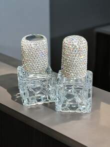 1 pezzo Flacone spray per profumo ricaricabile da 10ml con decorazione in strass scintillanti, atomizzatore da viaggio per colonia/tonico di alta qualità, regalo elegante - Argento - Visualizzare 2