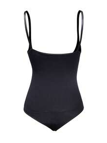 Plus Size Women's Backless Shapewear Bodysuit - Black - View 3